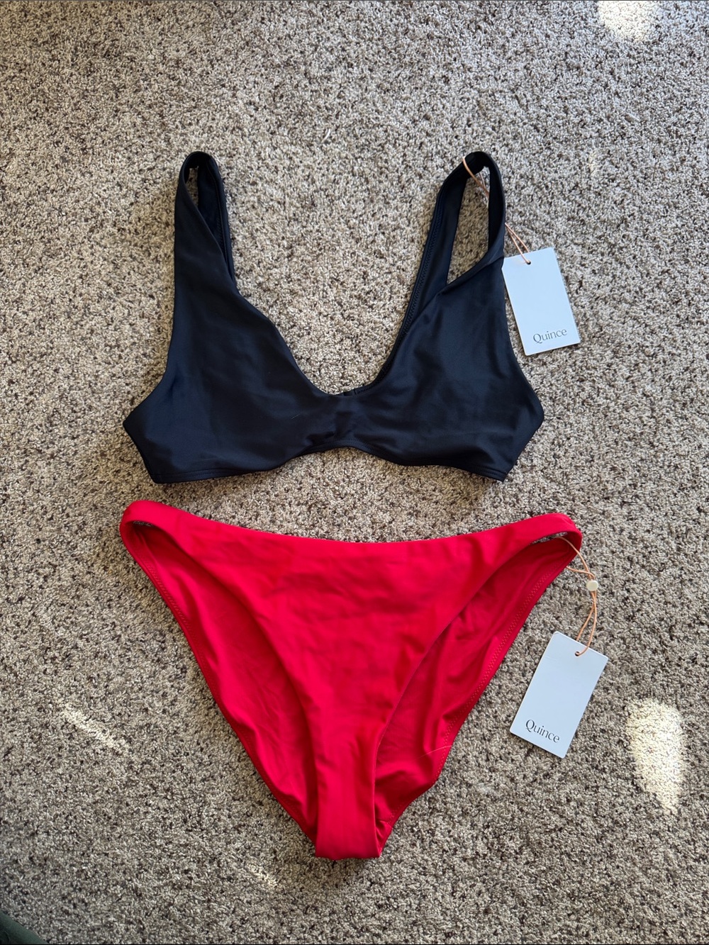 Quince Black & Red Two-Piece Bikini Set